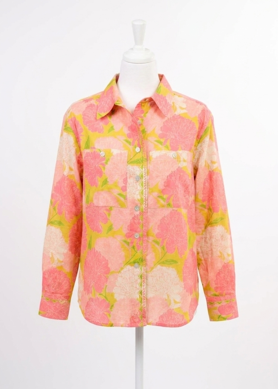 NEW IVY JANE haley floral button down shirt in coral